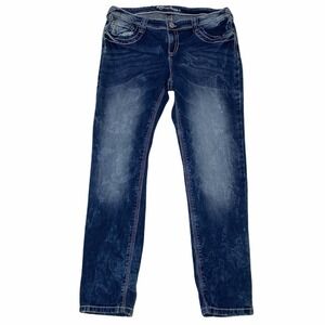 ARIYA Faded Dark Wash Blue Skinny Denim Jeans